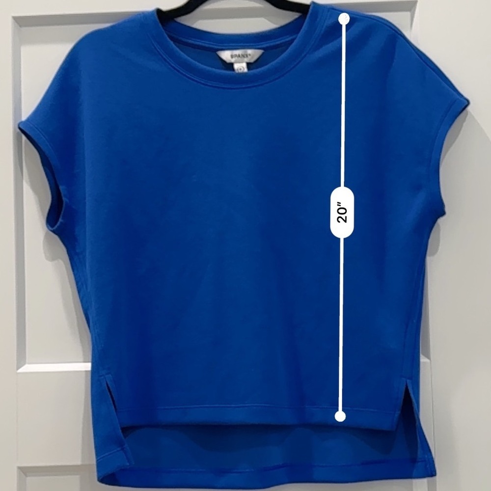 SPANX AirEssentials Cobalt Blue Boxy Short Sleeve Tee Women's Size Small - Picture 5 of 9